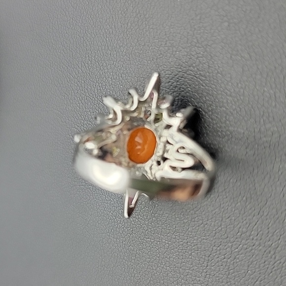 925 Sterling Silver Ring Oval Orange Opal 9x7mm Tourmaline Gemstone Jewelry 8